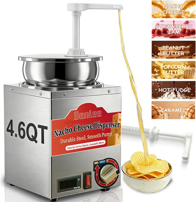 Dispensador queso nacho acero inox 4.6qt con calentador 6 temp