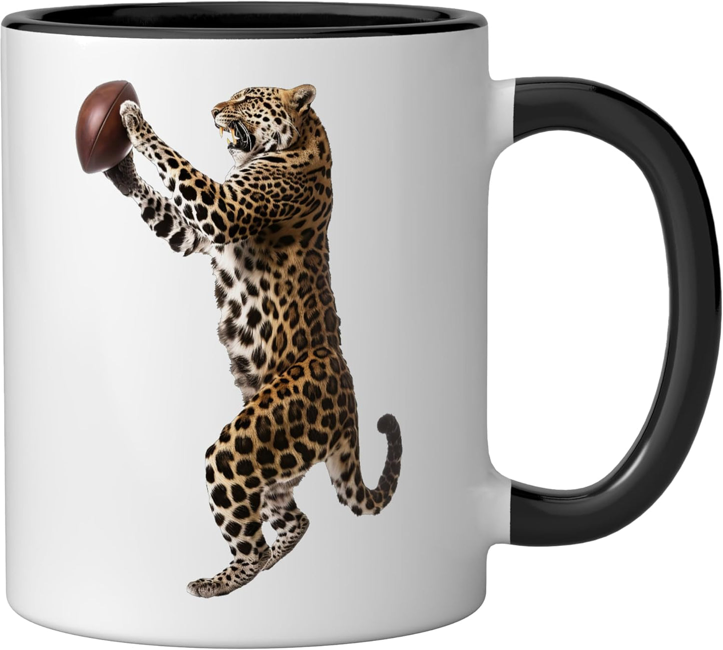 Taza Cerámica Fútbol Americano Leopardo Negro/Blanco