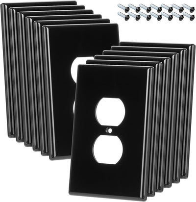 Placa tomacorriente duplex 4.88x3.11 pulg set 12 negra