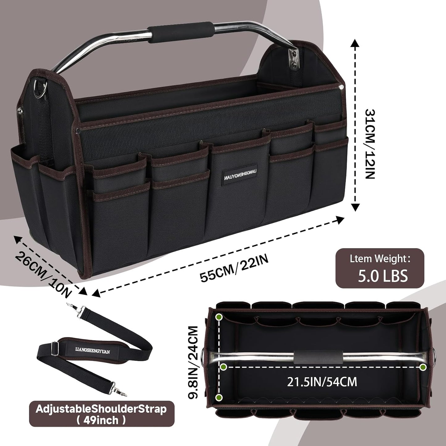 Bolsa herramientas 22pulg 30 bolsillos impermeable plegable