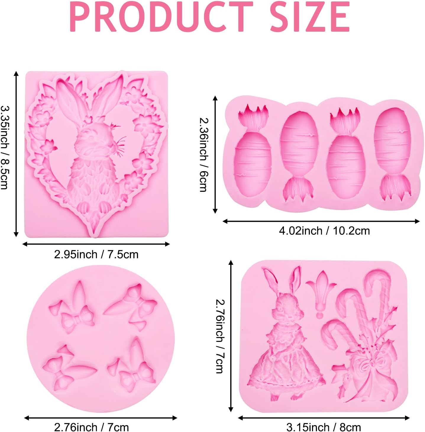 Moldes de silicona de conejo de zanahoria para chocolate y decoración de pasteles