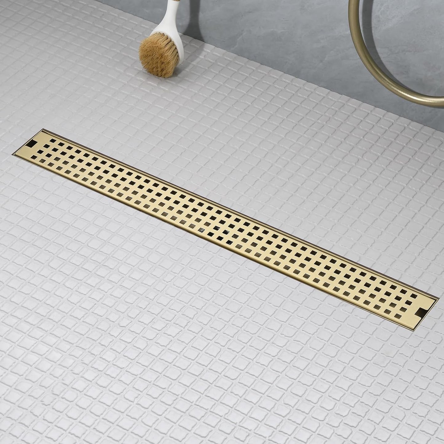 Drenaje ducha lineal 28pulg acero inox dorado cepillado