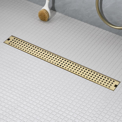 Drenaje ducha lineal 28pulg acero inox dorado cepillado