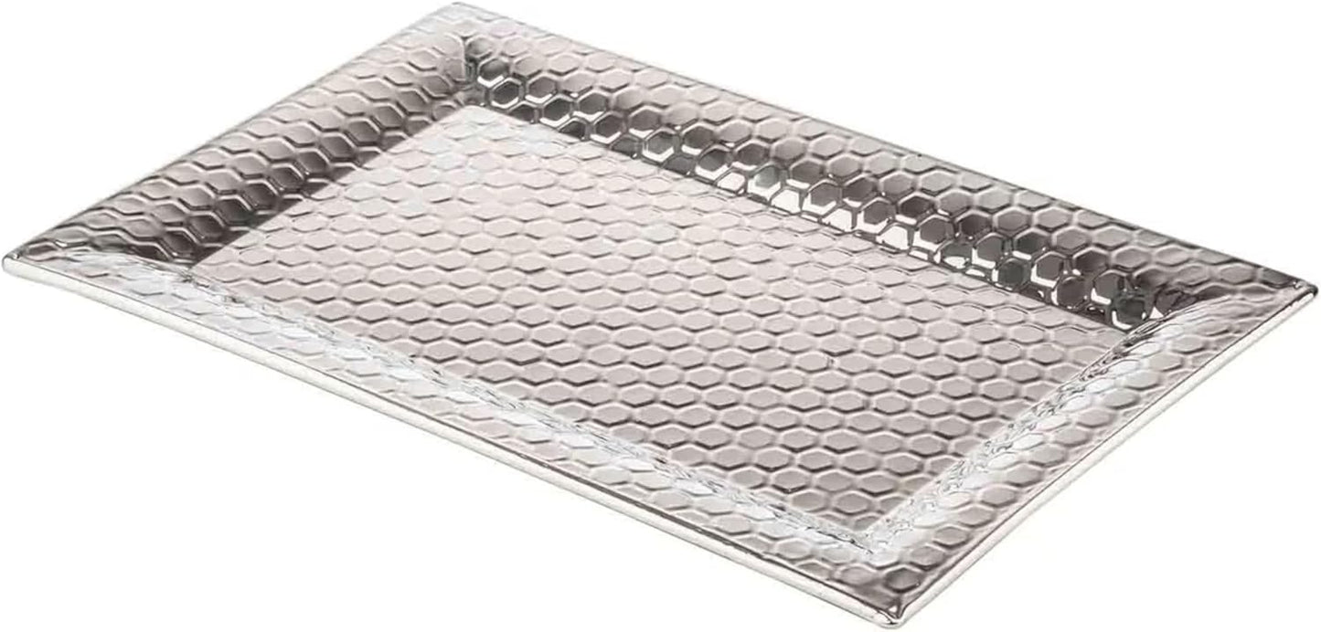 Bandeja acero inox con patrón panal 22x12pulg
