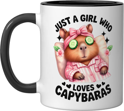 Taza cerámica para amante de capibaras negra/blanca