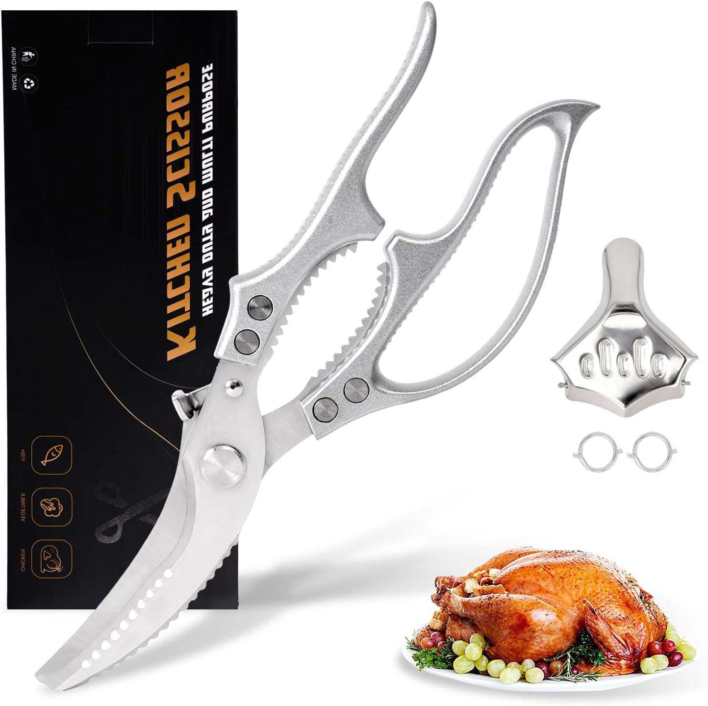 Tijeras de cocina multifunción para cortar pollo pavo pescado vegetales