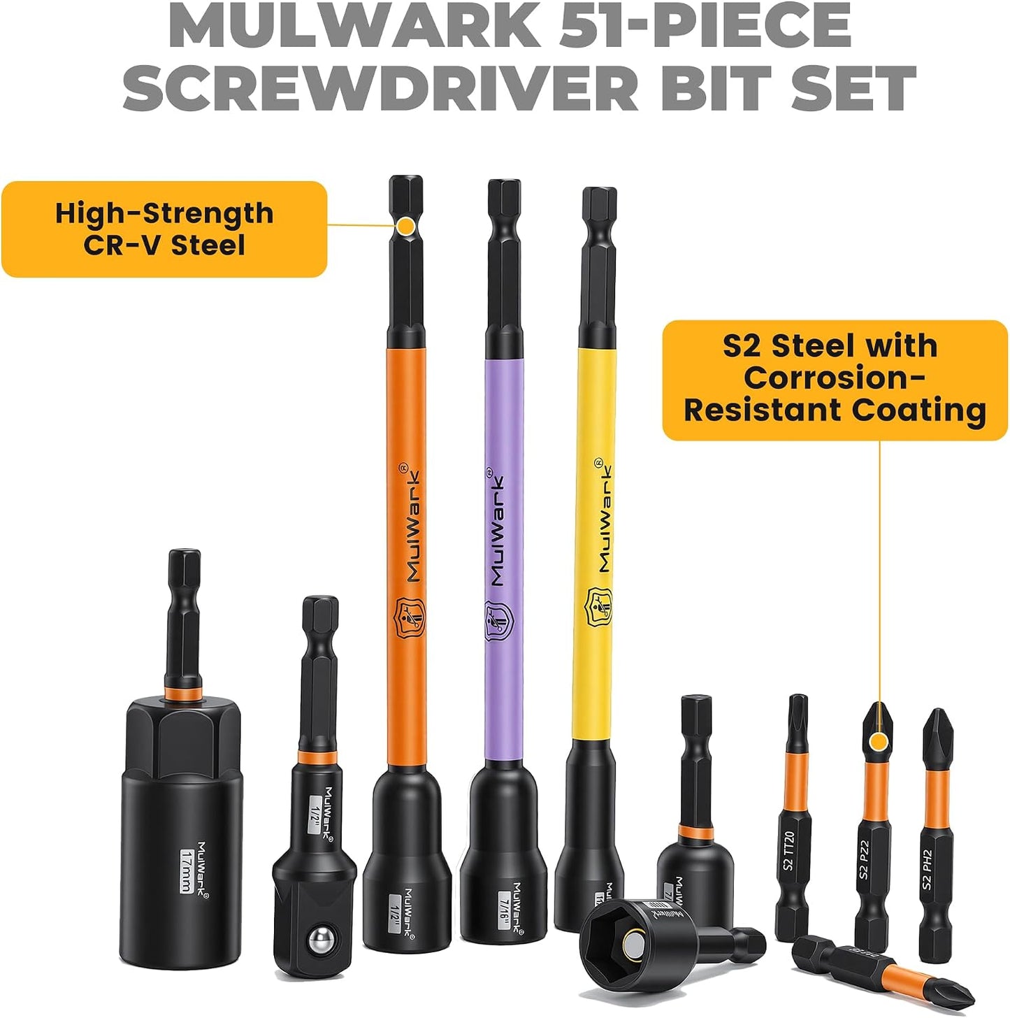 Set 51 destornilladores tuercas magnéticos 6pulg codificados