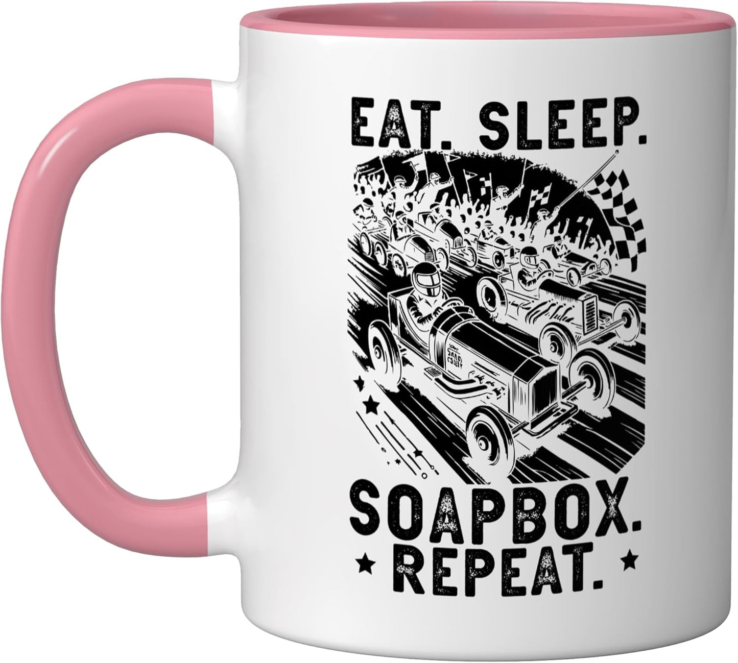 Taza Cerámica Coche de Carreras Rosa/Blanco