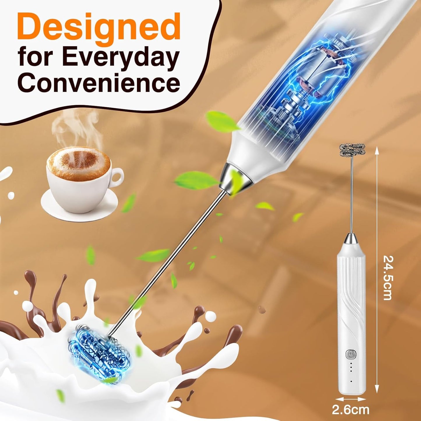 Espumador leche inalámbrico 3 velocidades latte cappuccino