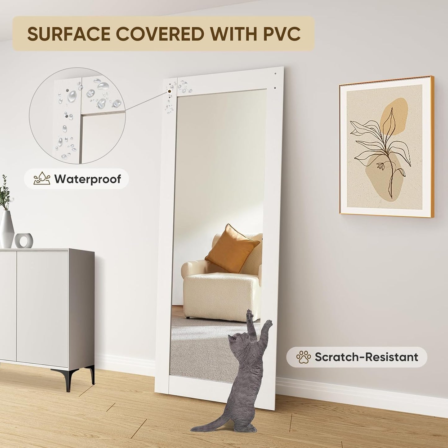 Puerta granero con espejo 34x84pulg kit herrajes 6ft PVC resistente