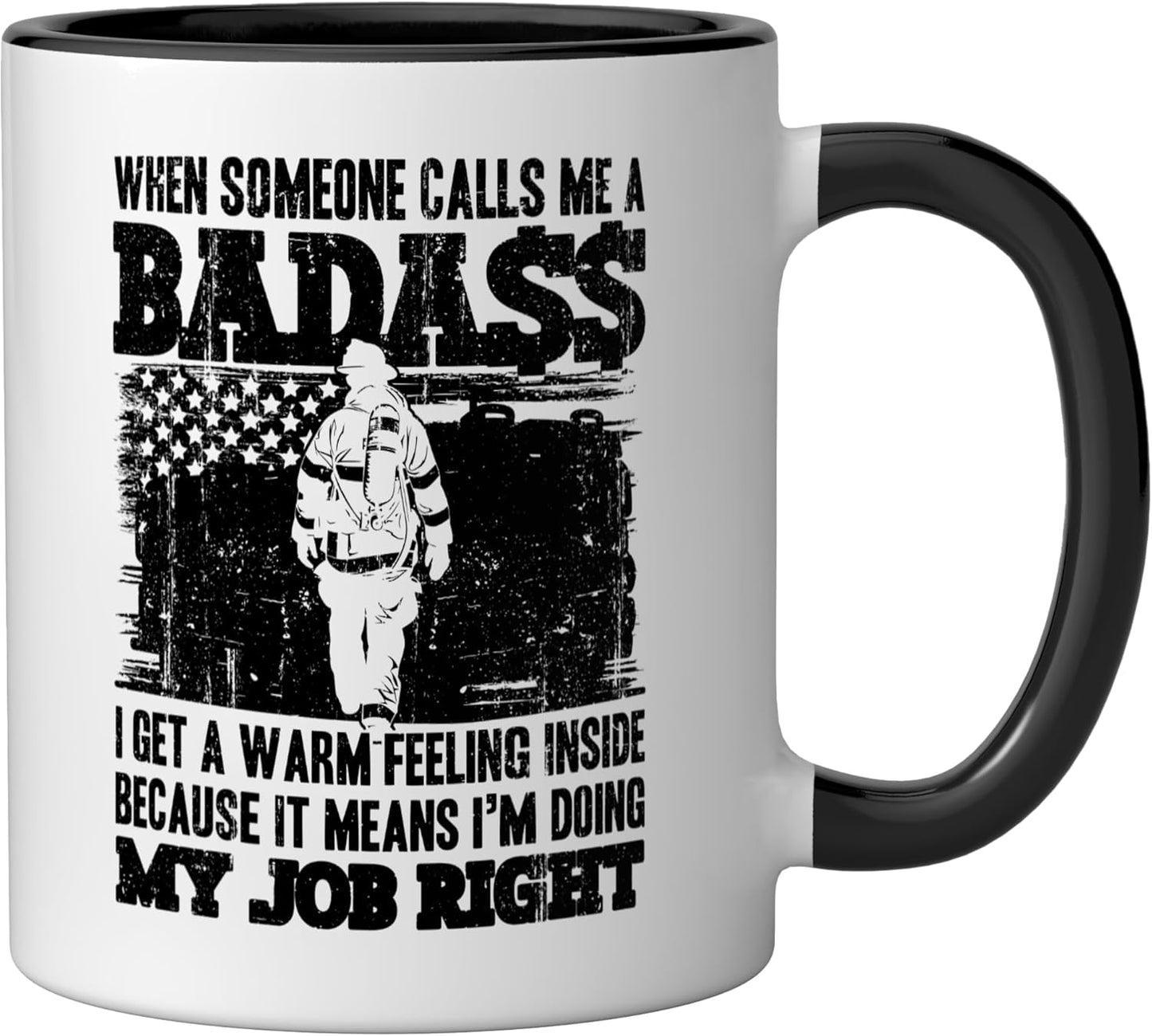 Taza cerámica de bombero divertida negra/blanca