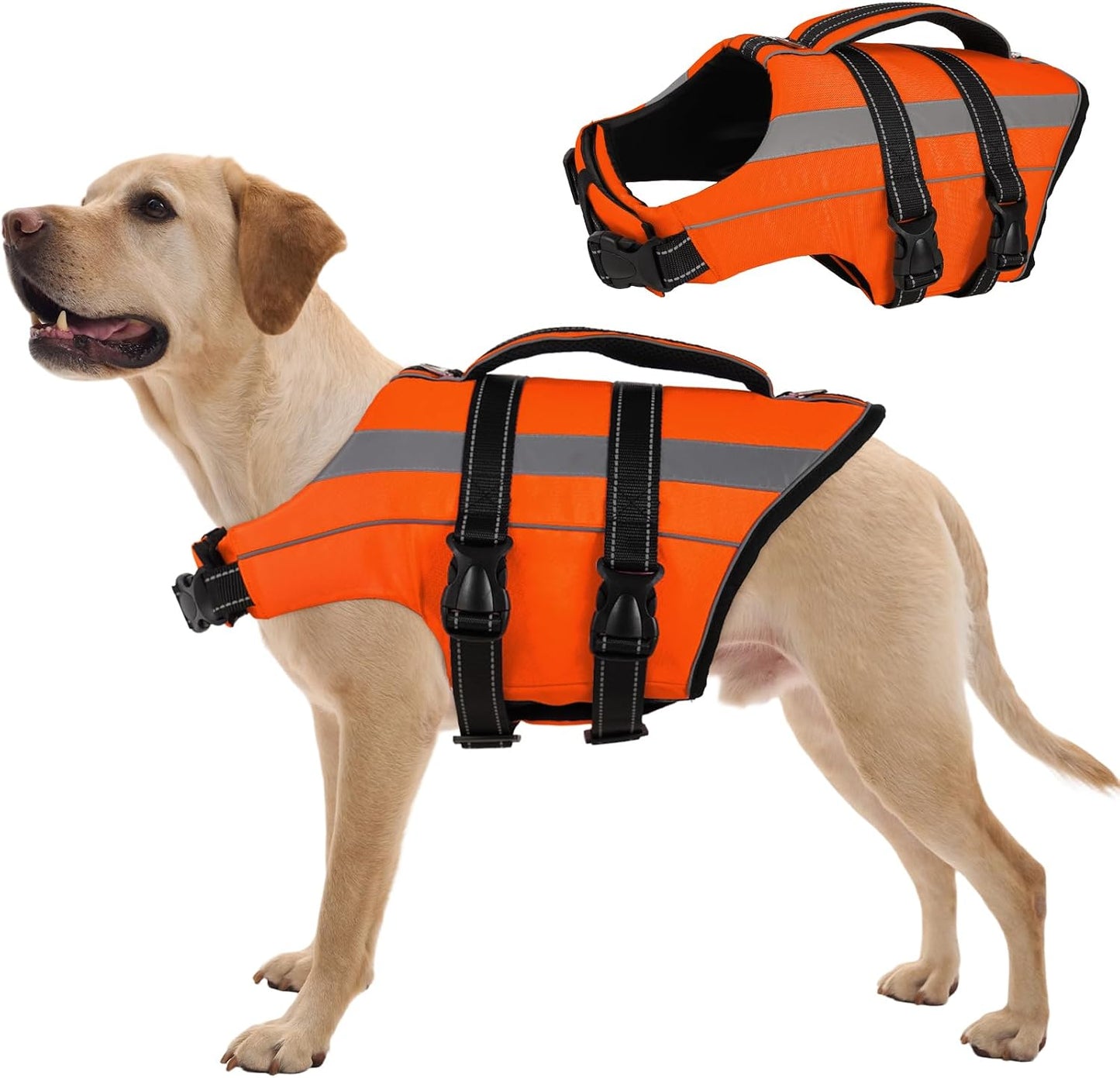 Chaleco salvavidas perros reflectante ajustable naranja XL
