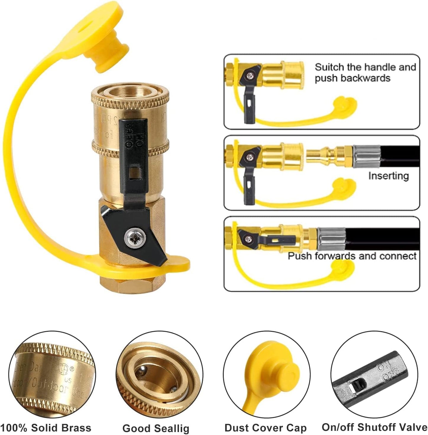 Adaptador conexión rápida propano RV 1/4 kit válvula cierre