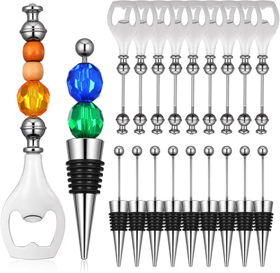 Juego de 20 tapones de vino con cuentas, abrebotellas de aleación reutilizable para bebidas y manualidades
