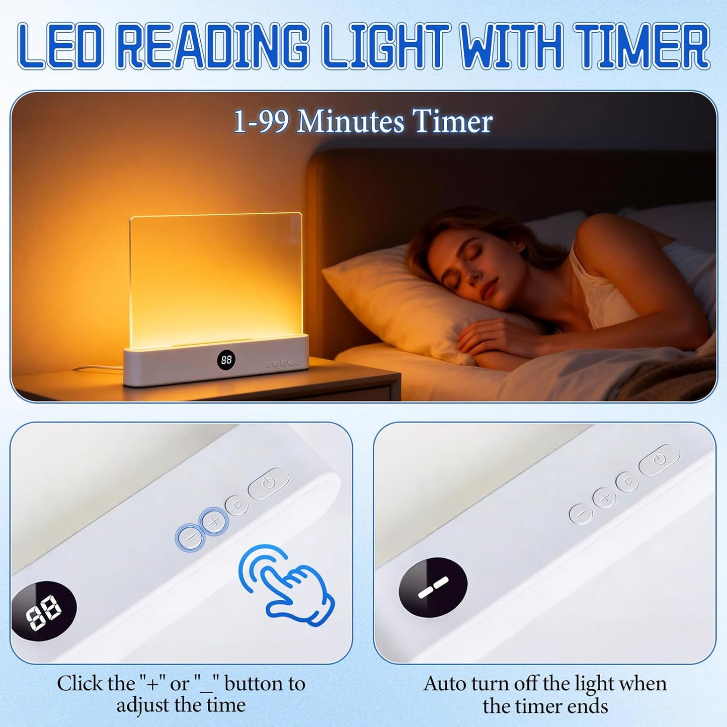 Luz lectura LED plana recargable 3 colores