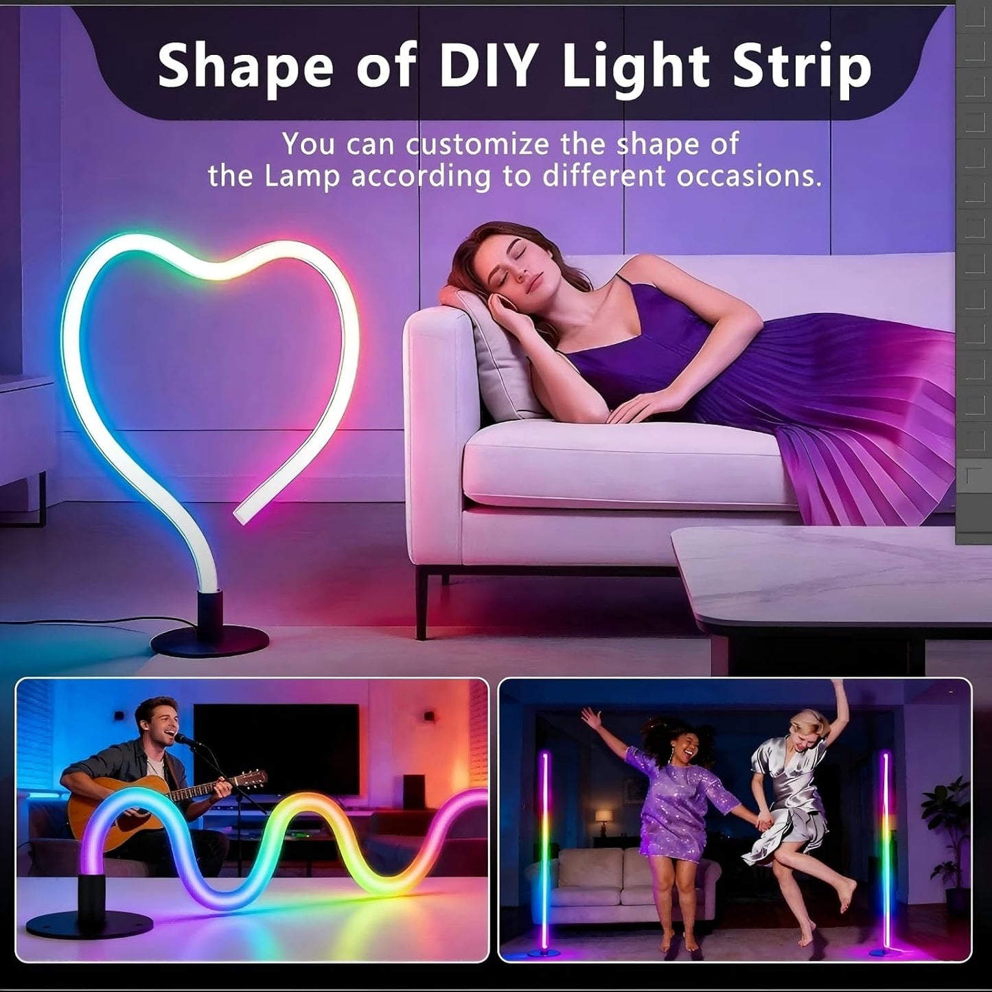 Lámpara pie esquina LED RGB app control remoto 16M colores