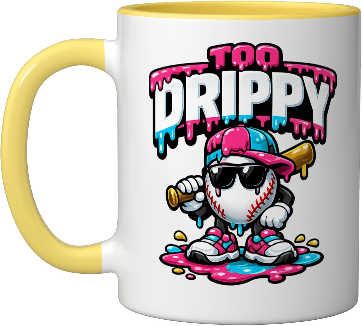 Taza de café cerámica Funny Ice Cream Drip Yellow/White