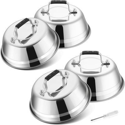 Set 4 tapas cúpula acero inox 9pulg redondas