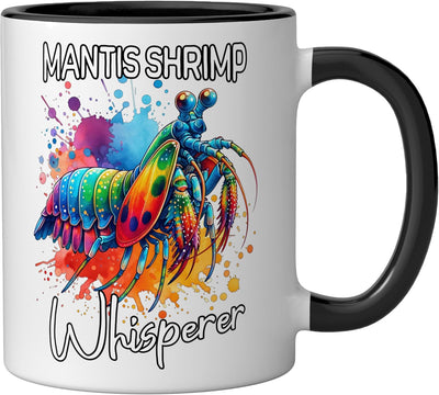 Taza cerámica Mantis Shrimp Whisperer negra/blanca