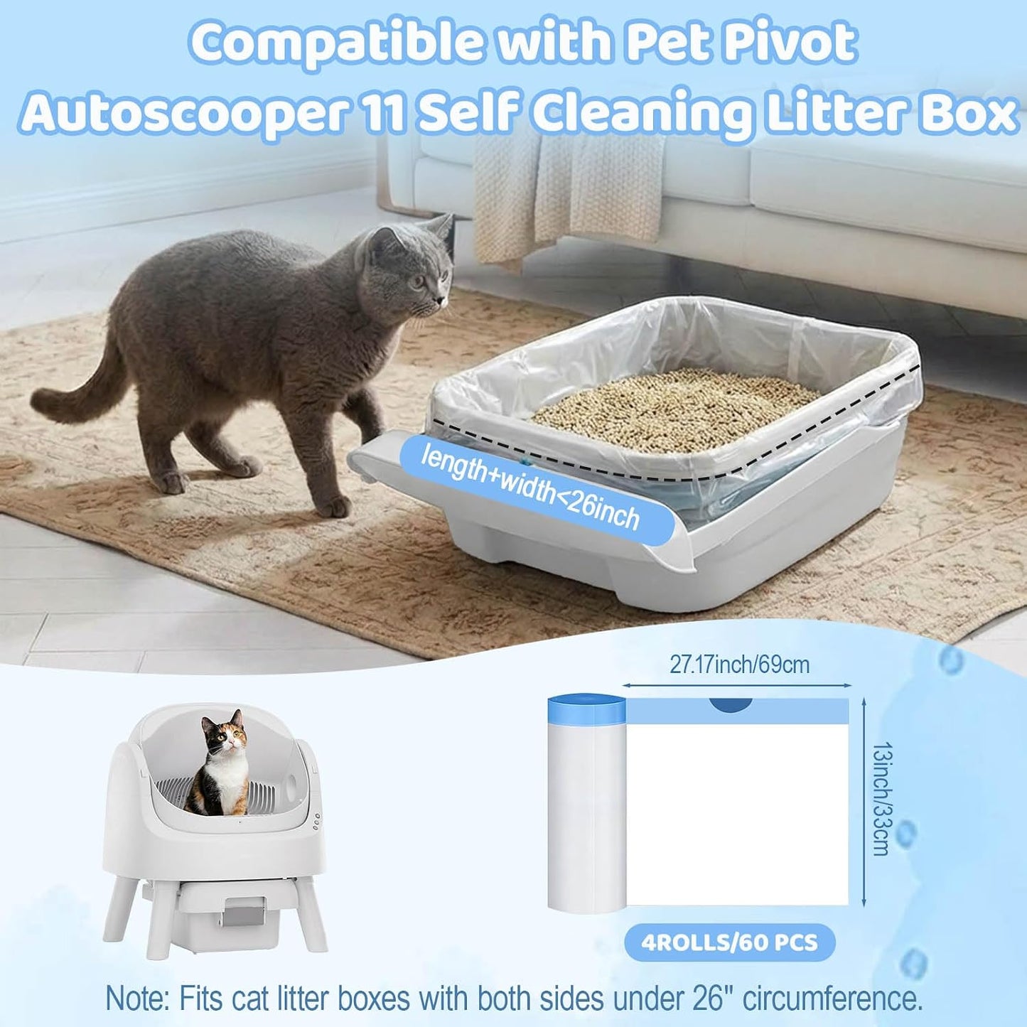 Caja arena gatos repuesto Pet Pivot 60uds con tapa abierta
