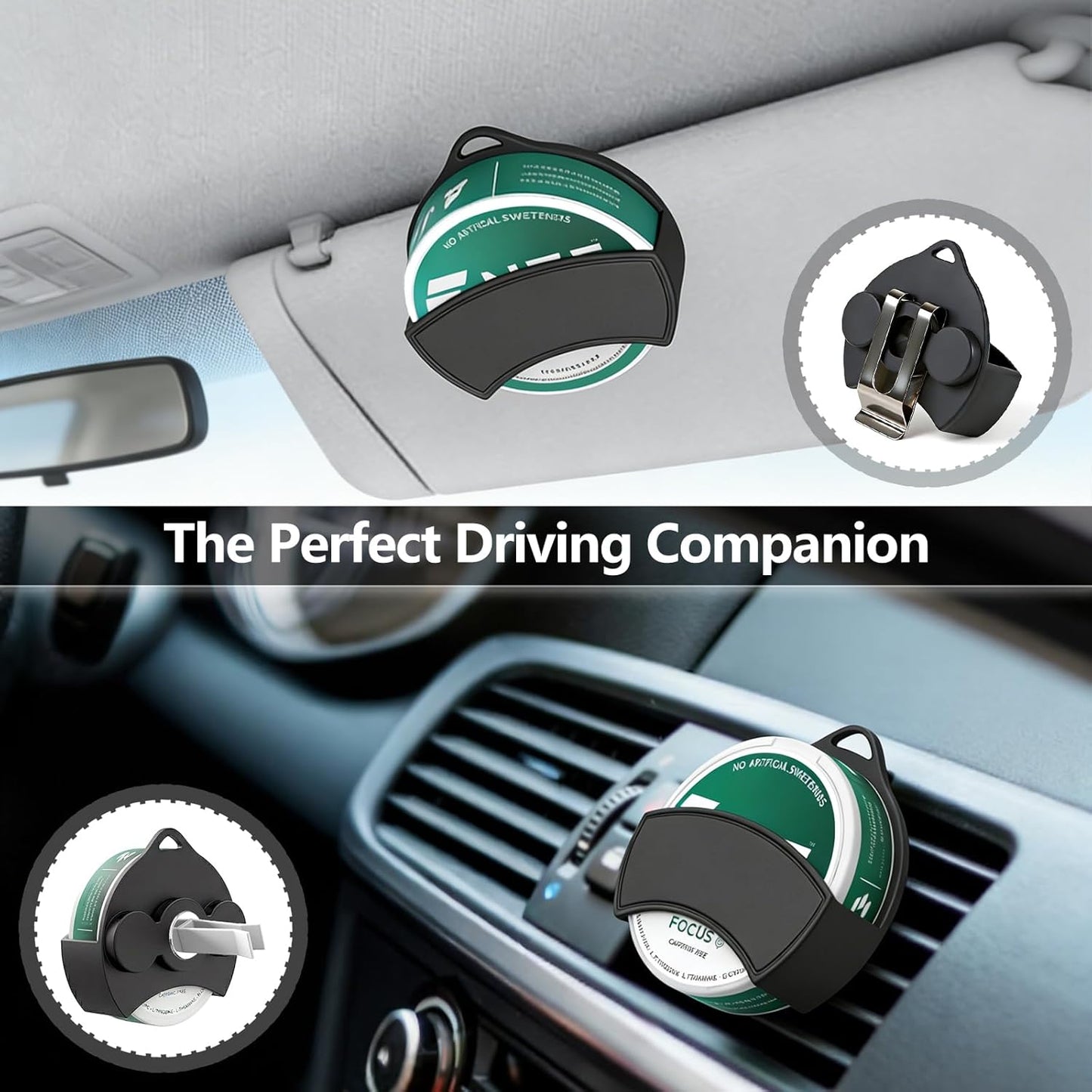 Soporte coche magnético silicona para lata inmersión y clip visera