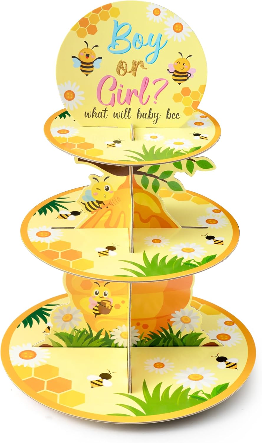 Soporte para cupcakes de abeja y girasol con torre de 3 niveles