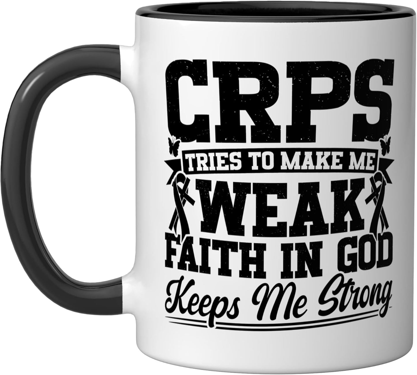 Taza cerámica RSD CRPS Awareness Warrior negra/blanca