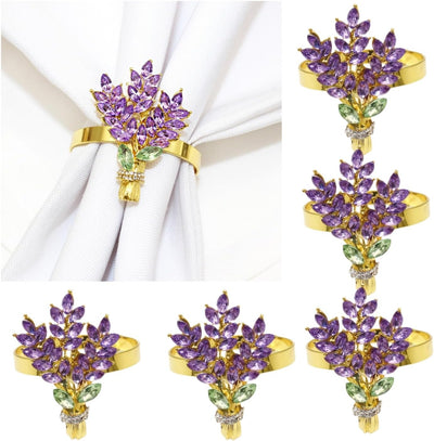 Set 6 Anillos Servilletas Lavanda para Fiesta Boda