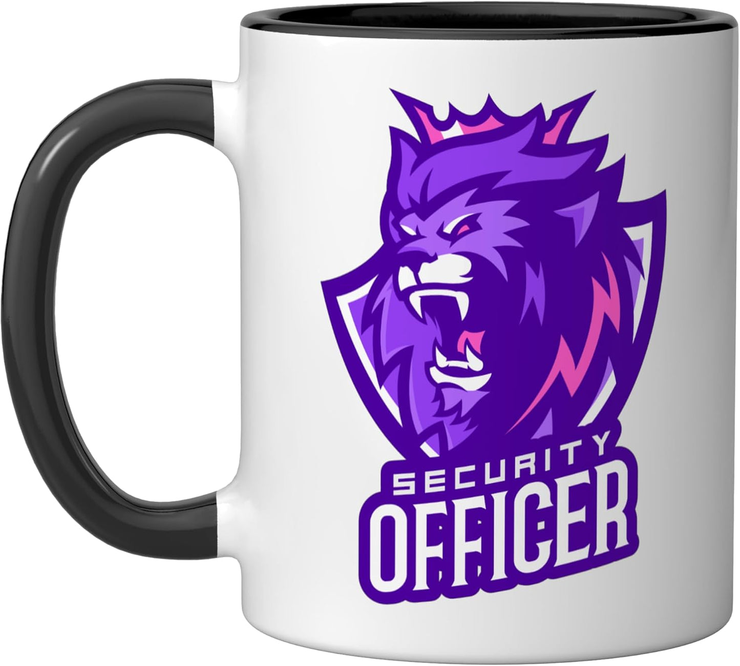Taza cerámica oficial Furious Lion estilo seguridad negro/blanco