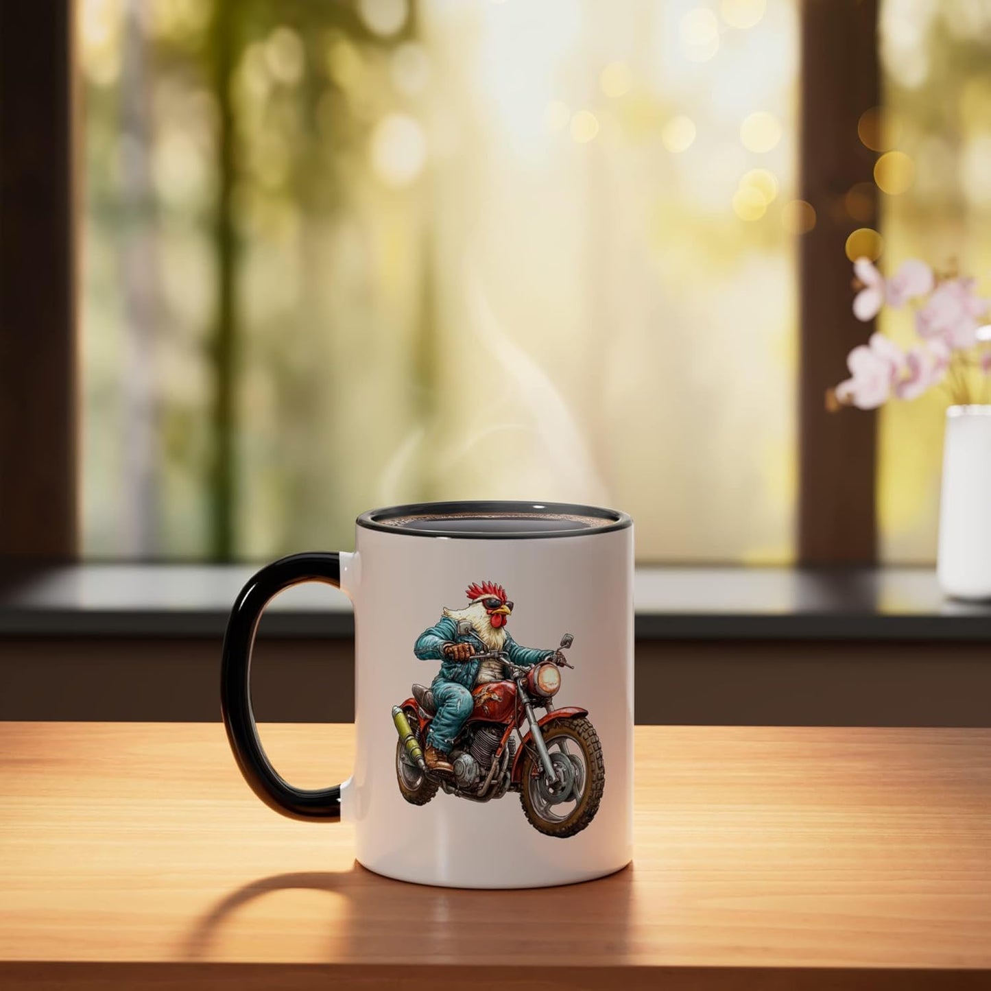 Taza Cerámica Motocicleta Negro/Blanco
