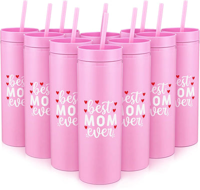 40 Vasos Acrílicos 16oz Con Tapa Pajita Regalo Mamá