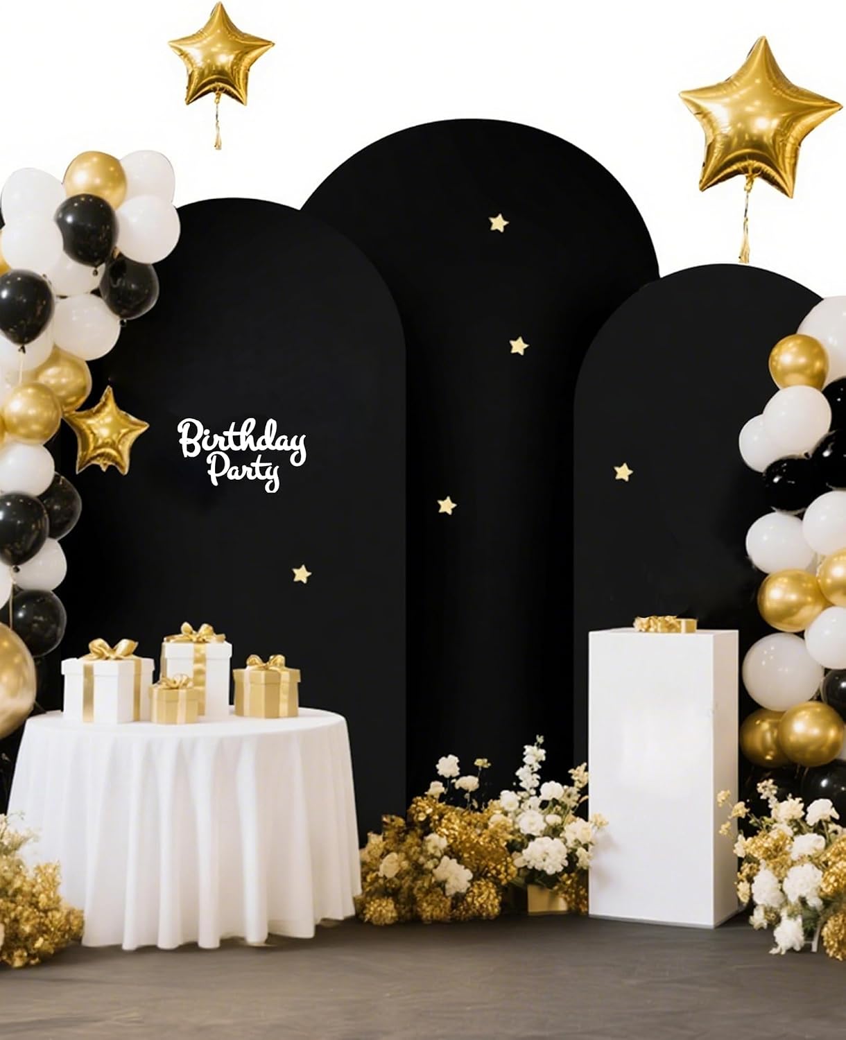 3 Pzas Fundas Arco Negro 7.2/6.6/6pies Cubierta Boda Elastano