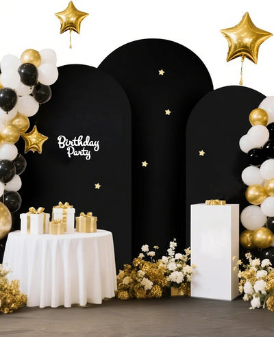 3 Pzas Fundas Arco Negro 7.2/6.6/6pies Cubierta Boda Elastano