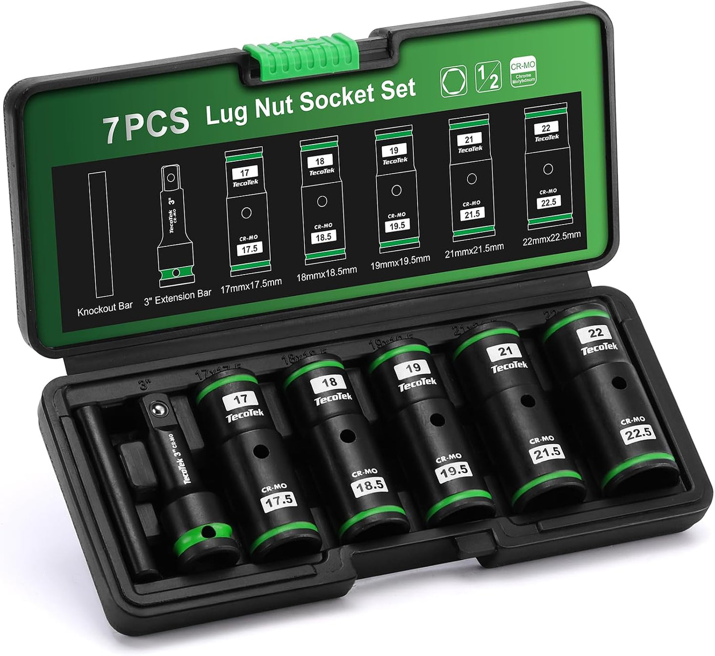 Set 7 llaves tuercas oreja 1/2pulg impacto 3pulg barra
