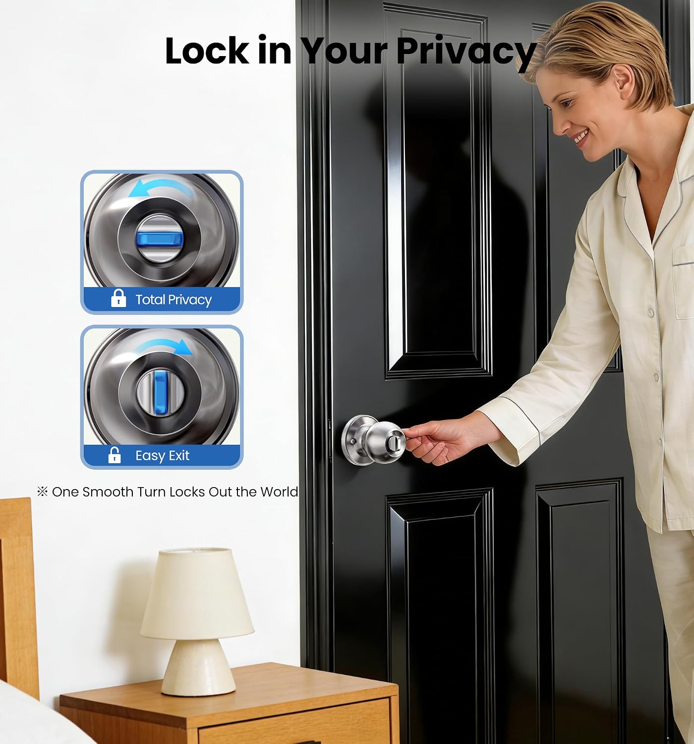 6 Pomas Puerta Interior Cerradura Sin Llave Bloqueo Pulgar Metal