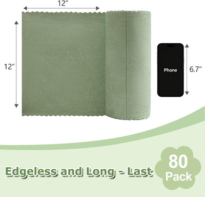 80 Paños Microfibra 12x12pulg Reutilizables para Auto y Casa