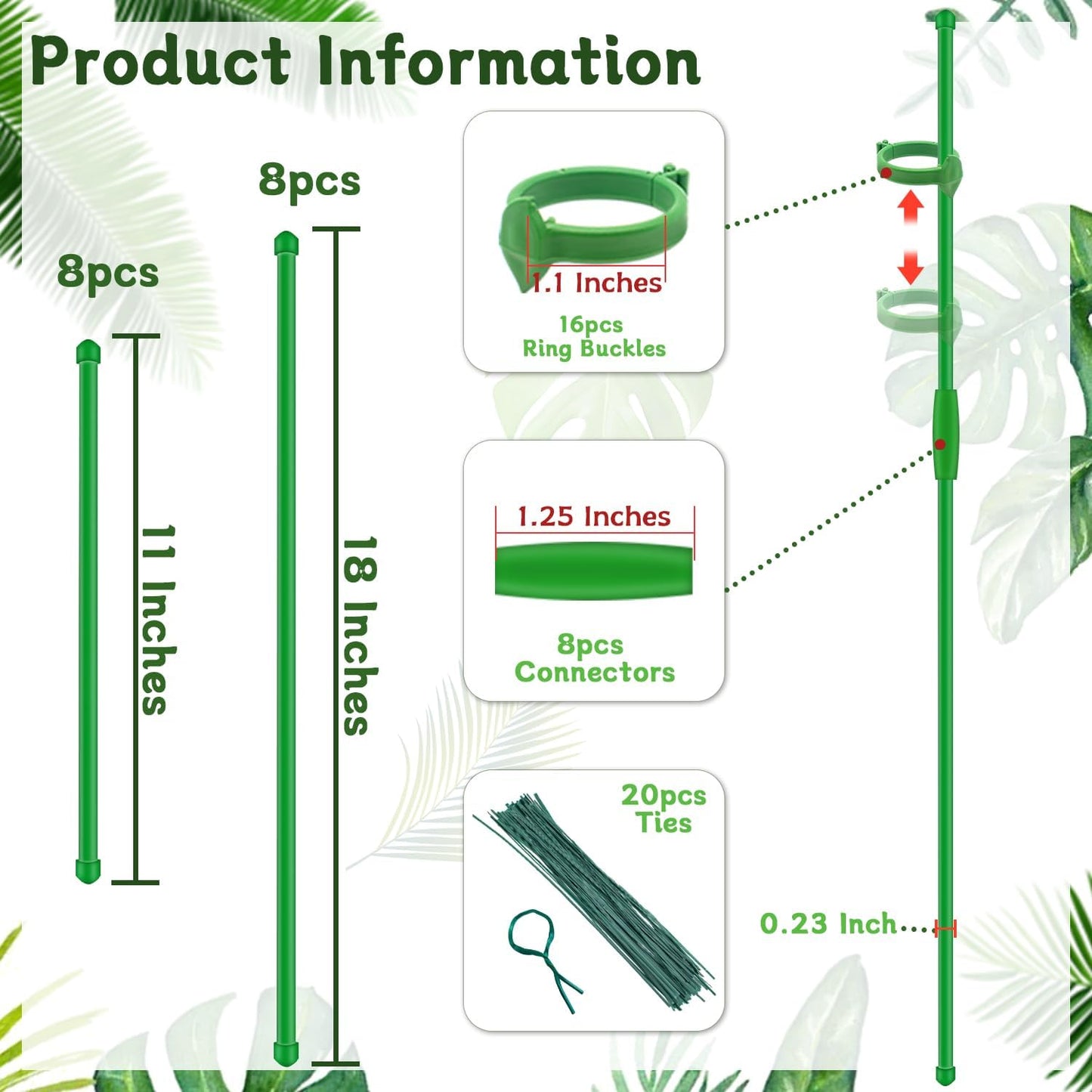 Estacas de plantas ajustables 11-18 pulg interior y exterior