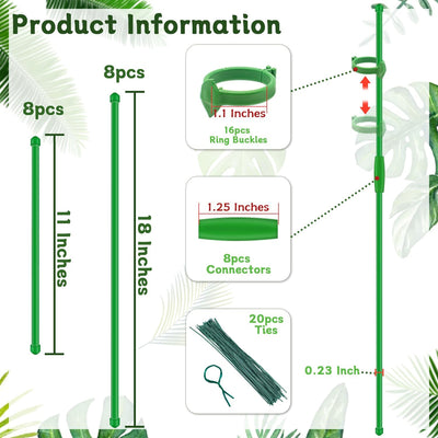 Estacas de plantas ajustables 11-18 pulg interior y exterior