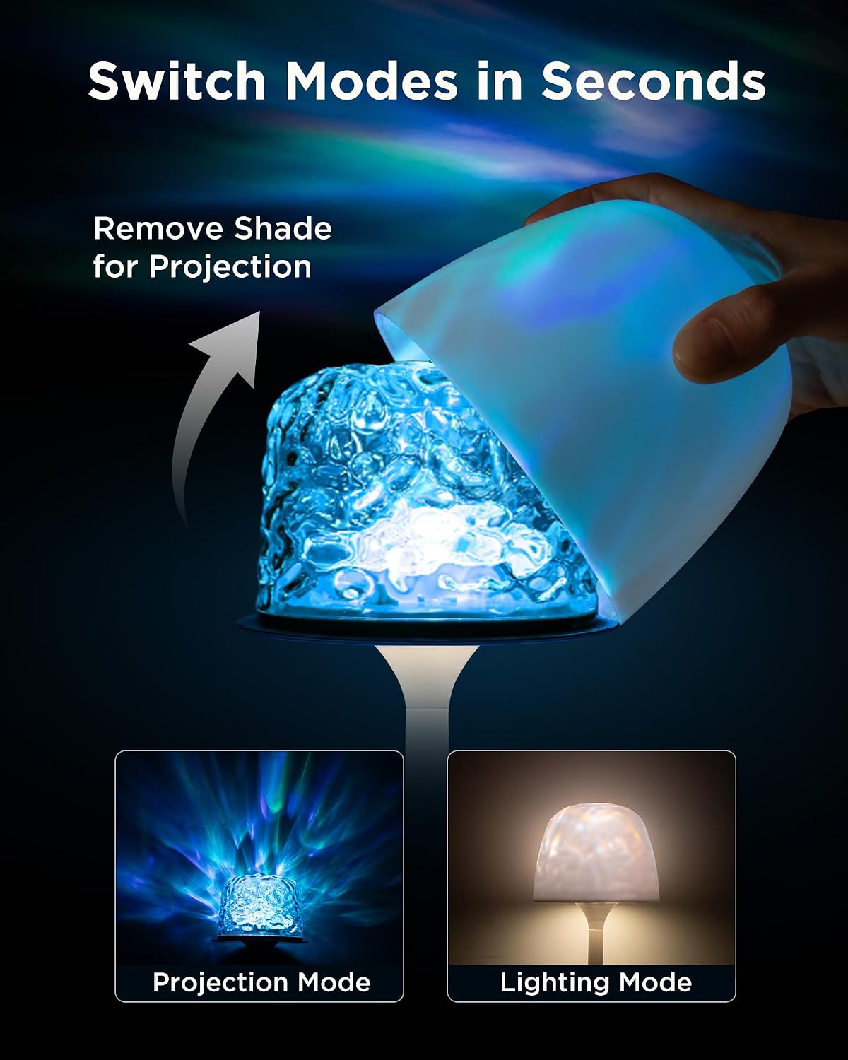 Lámpara ducha inalámbrica LED 16 colores proyector ondas