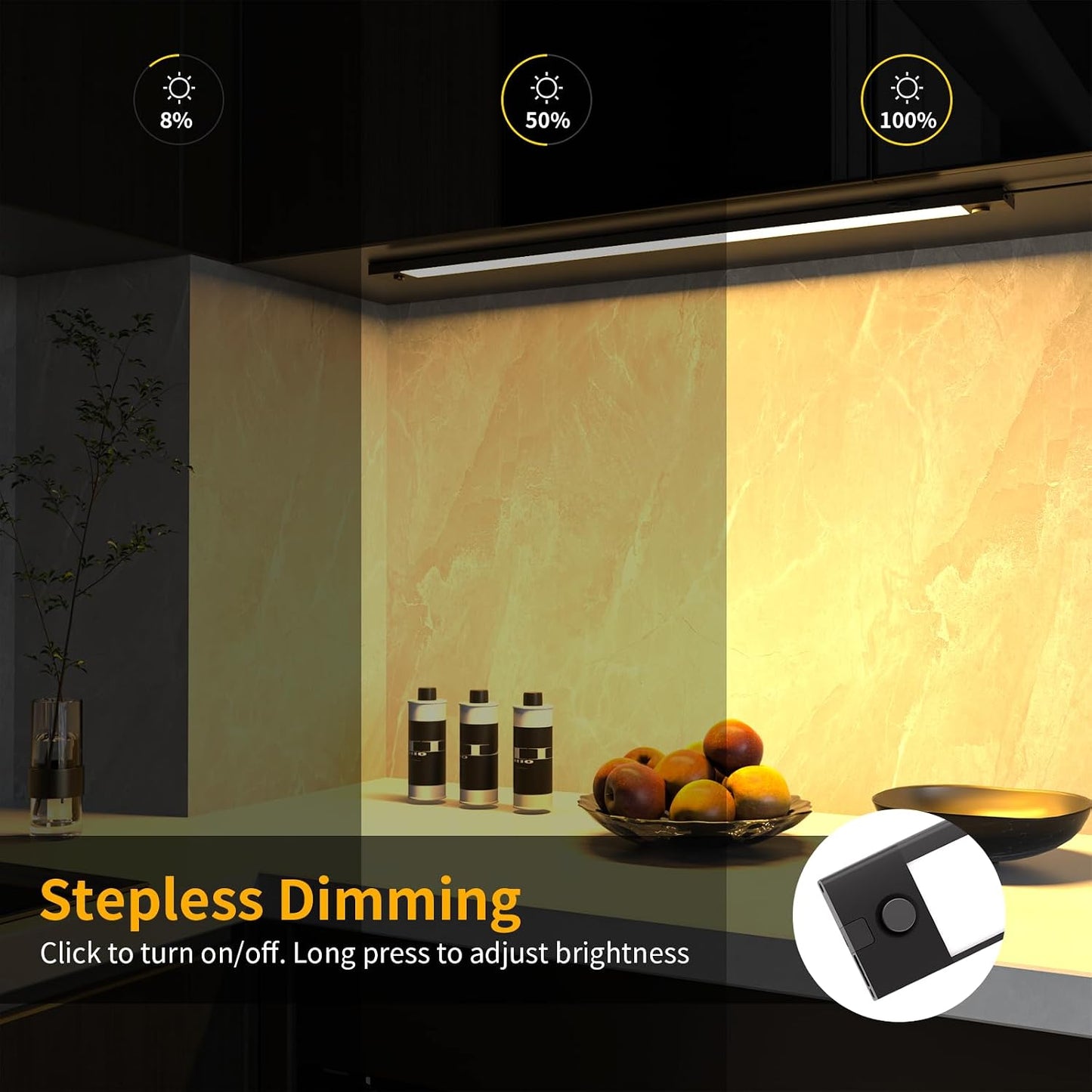 Barra luz LED enchufable 24pulg cocina escritorio 5 ajustes color