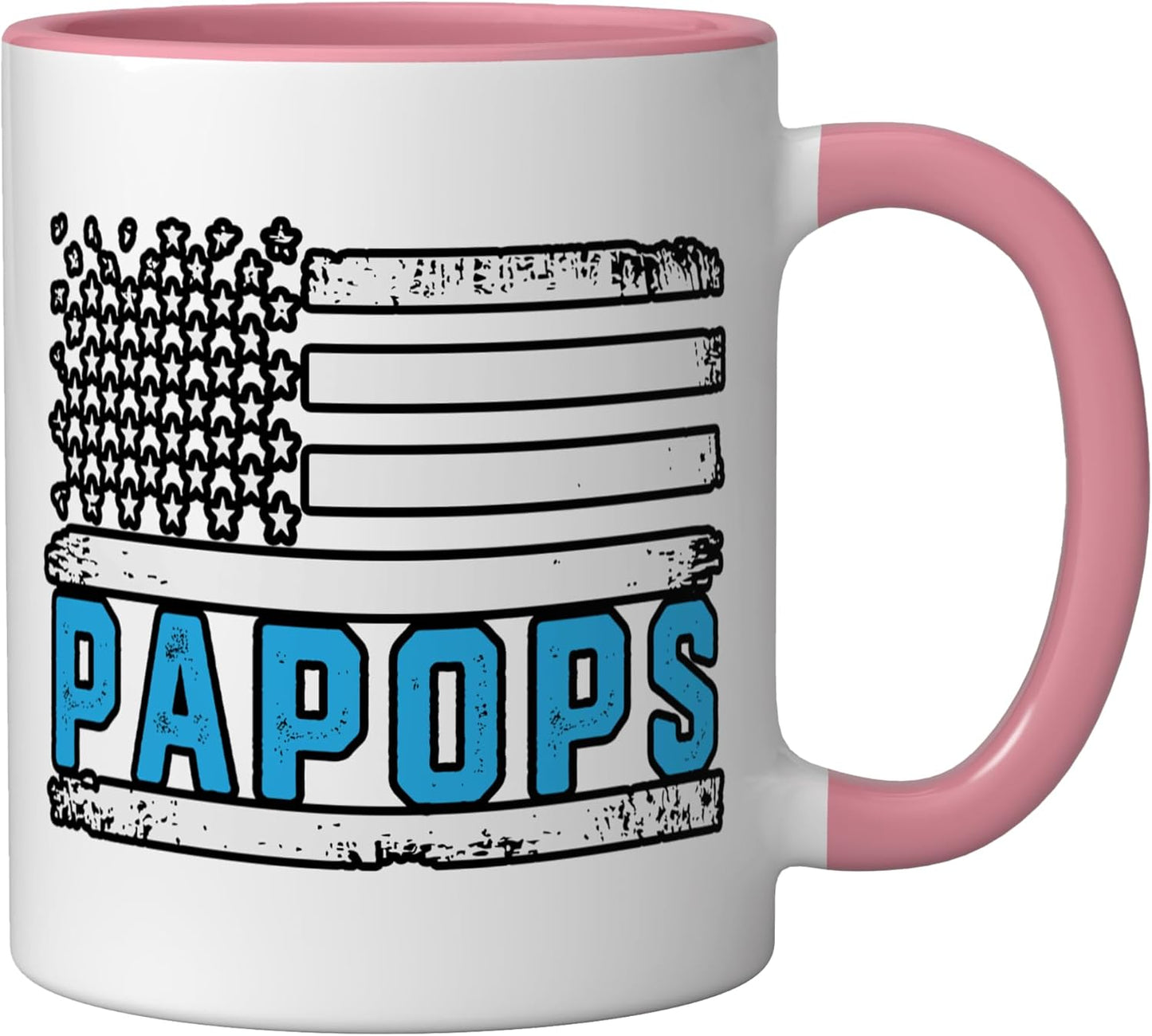 Taza Cerámica Bandera Americana Vintage Rosa Blanco