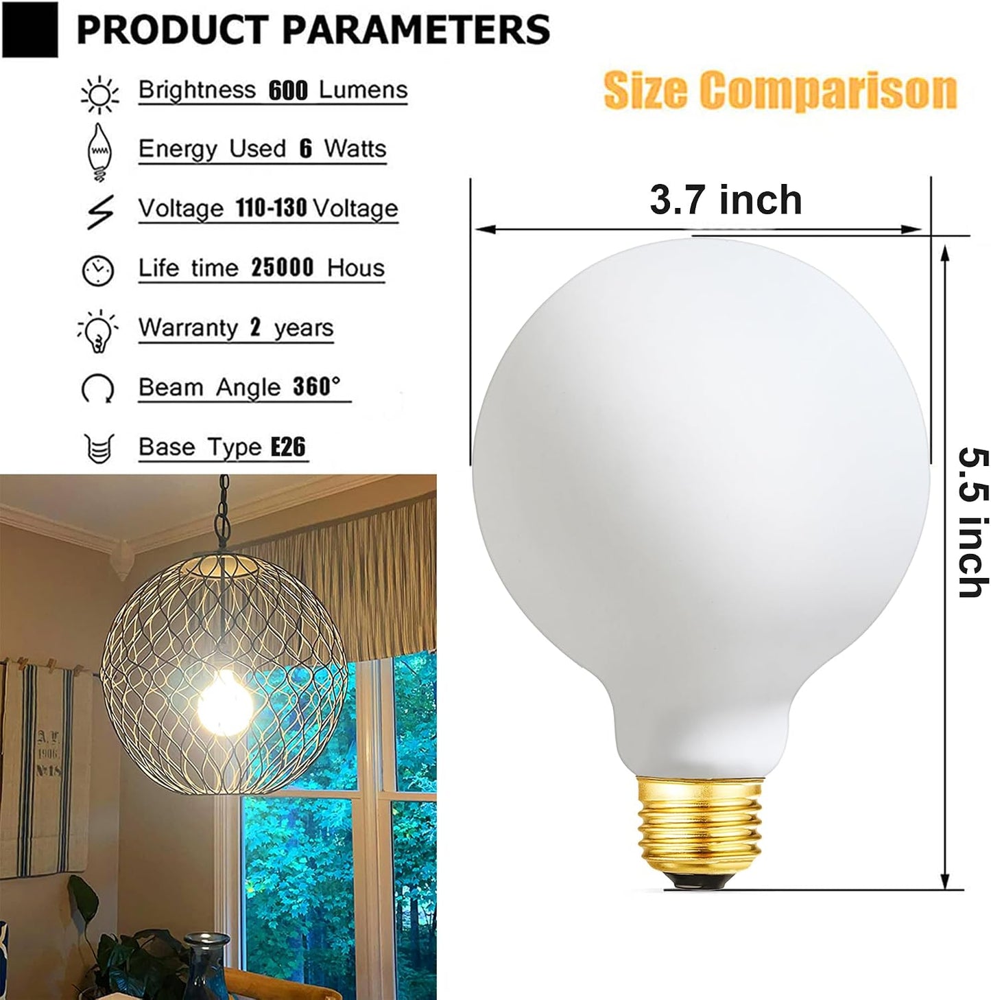 Set 4 Bombilla LED E26 6 W blanco suave 3000 K