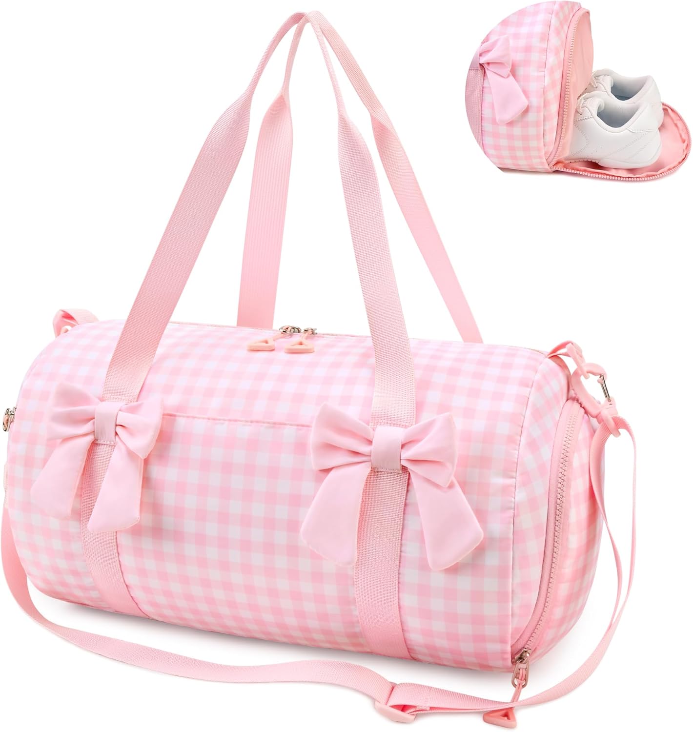 Bolsa baile niña con compartimento zapatos rosado