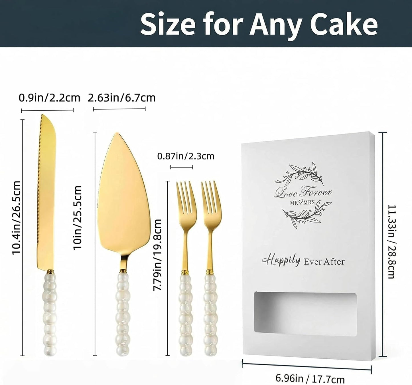 Juego de 4 cuchillos para pastel dorado ideal para bodas y celebraciones