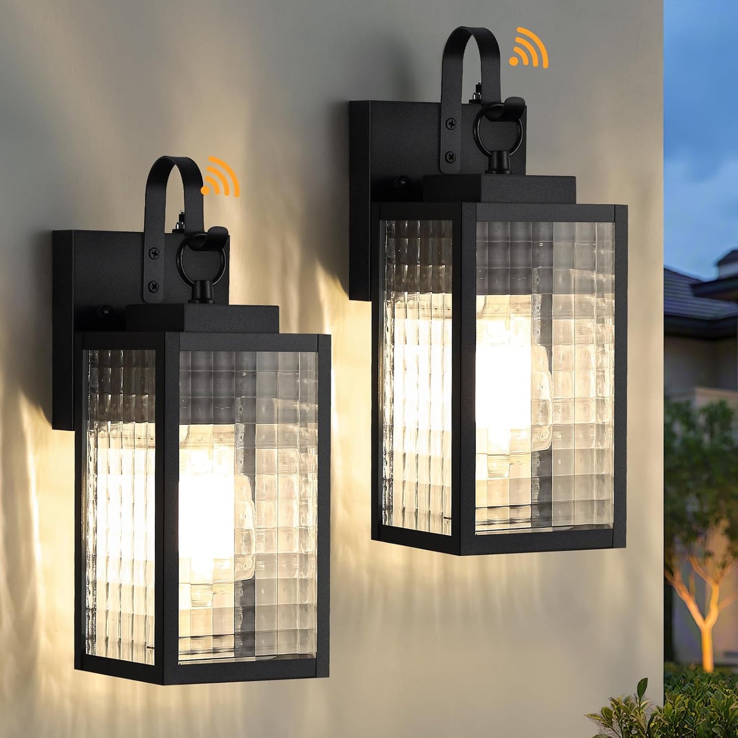2 Luces pared exterior 11.8pulg IP65 marco metal negra