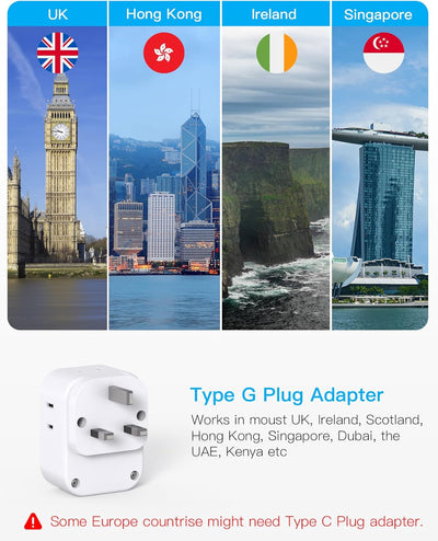 Adaptador enchufe EE.UU. a Reino Unido 2uds con USB