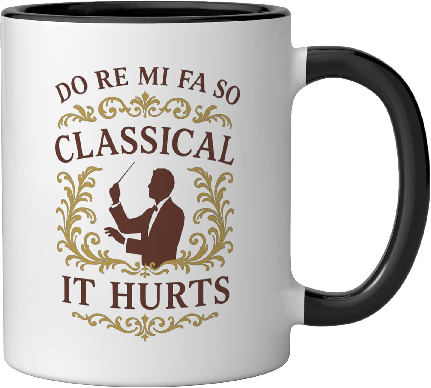 Taza cerámica conductor Do Re Mi Fa So Clásico en negro/blanco