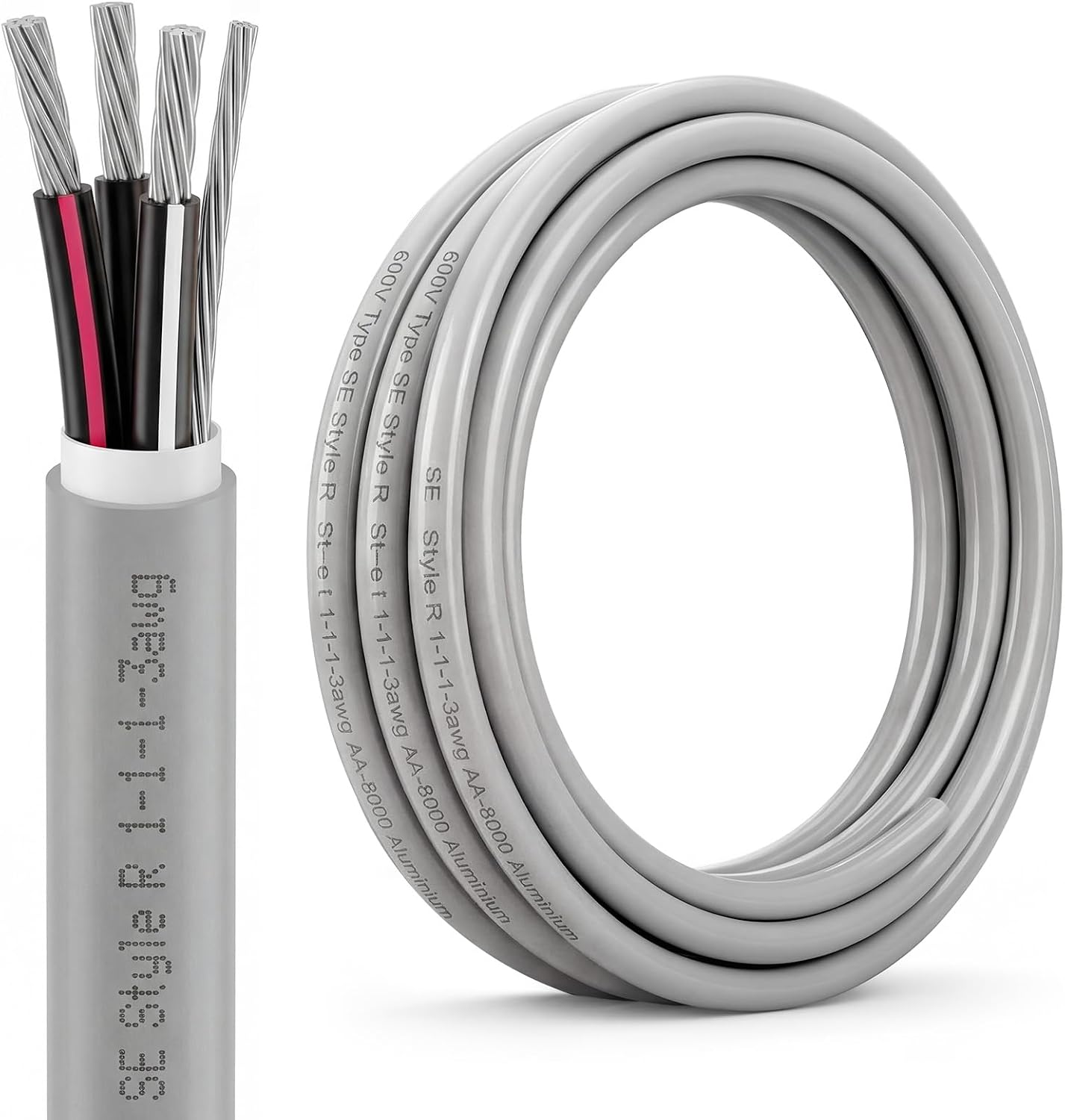 Cable aluminio 600V SER 1-1-1-3 25' para casas móviles