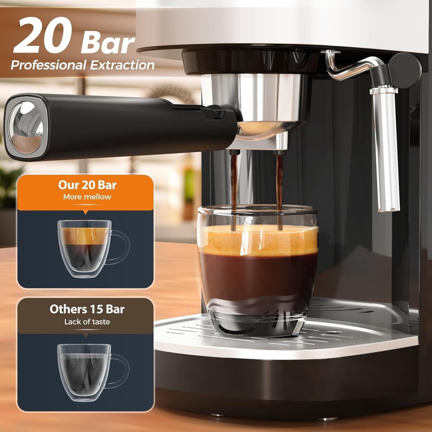 Máquina café expreso 20 bares acero inox con pantalla LCD