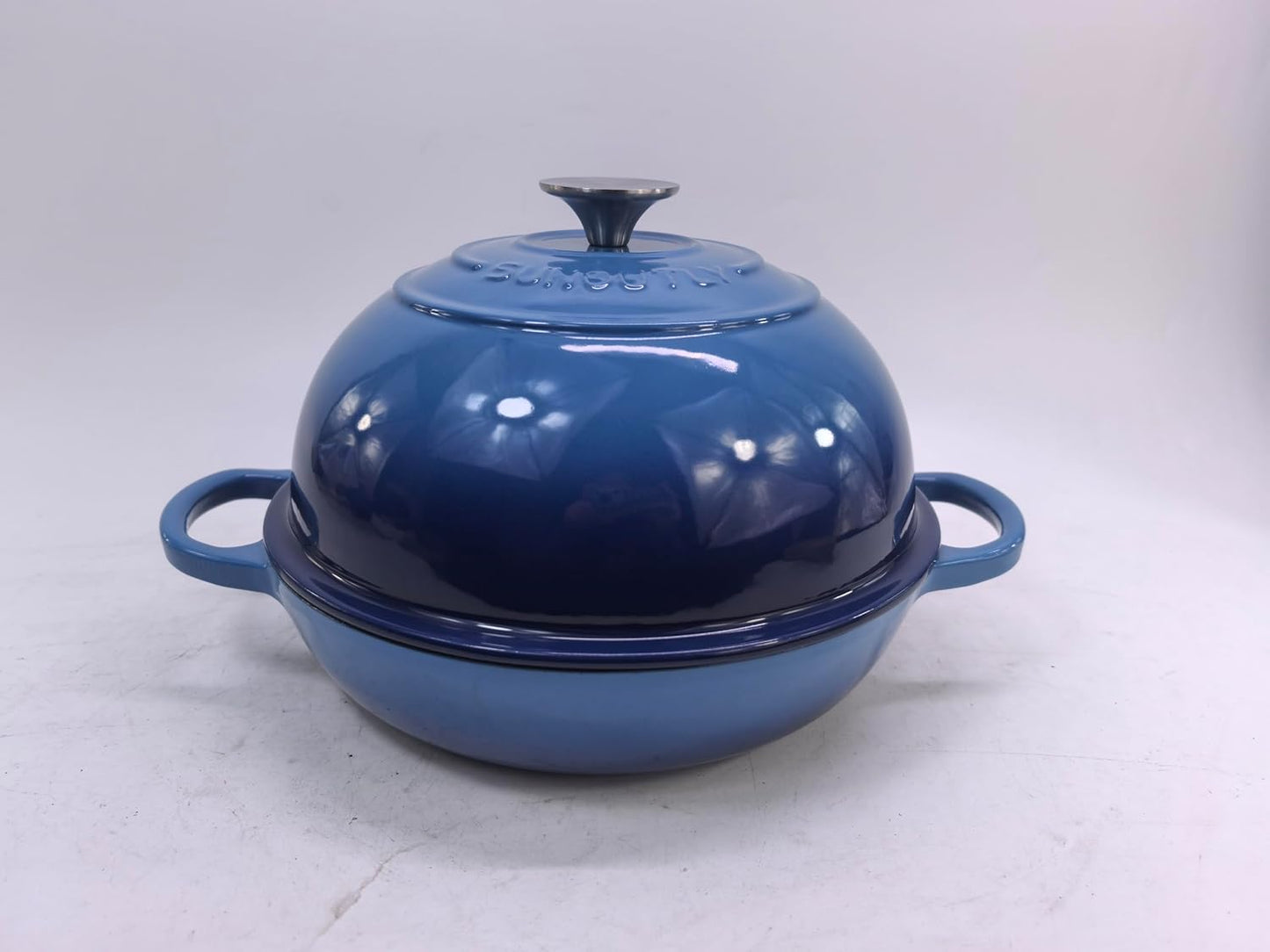 Horno holandés de hierro fundido esmaltado con tapa y agarraderas de algodón